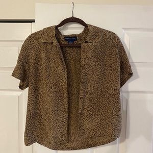 Silk cheetah print blouse